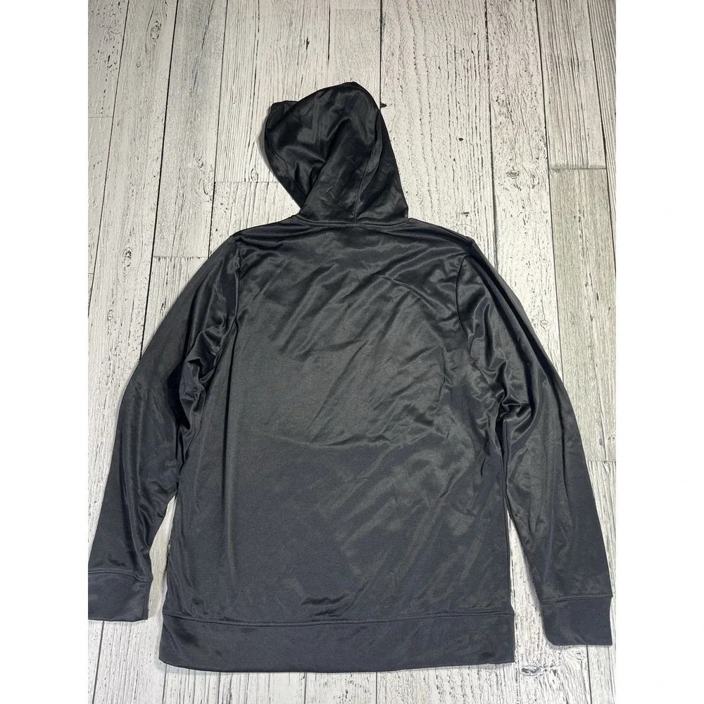 Reebok Hoodie Men Medium Black Graphic 100% Polyester Fleece Drawstring Pullover